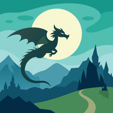 silhouette of a friendly dragon flying over rollin (1)(11)