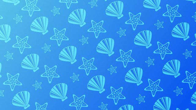 4K starfish shell marine creature cartoon pattern animation, recyclable