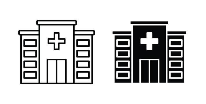 Hospital icon pack flat black, Editable line icons