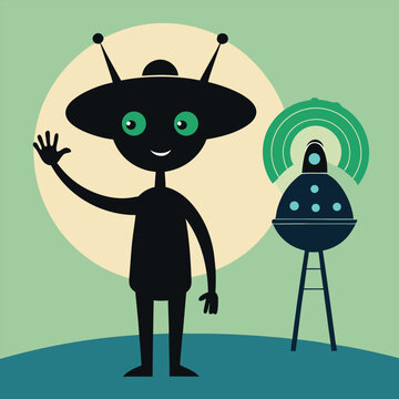 silhouette of a friendly alien waving with antenna (1)(2)