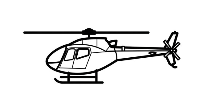 Detailed Line Art Illustration of a Modern Helicopter.