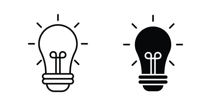 Idea icon pack flat black, Editable line icons