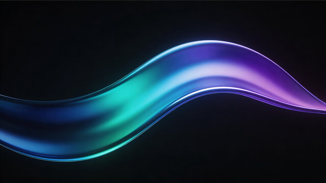 Abstract 3D Fluid Wave Blue Purple Teal on Black Background