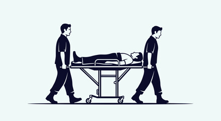 Paramedics carrying patient on stretcher, emergency medical transport, medical assistance vector illustration © kopi
