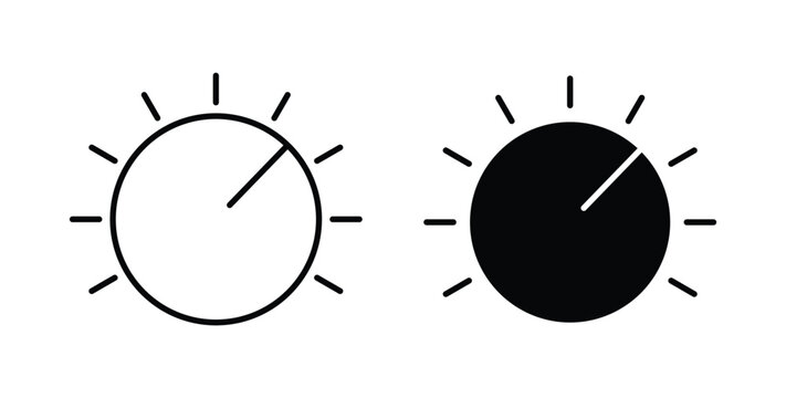 Knob icon pack flat black, Editable line icons