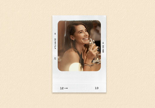 Analog Film Frame Mockup Template & Vintage Photo Border Overlay for a Retro Photo Effect