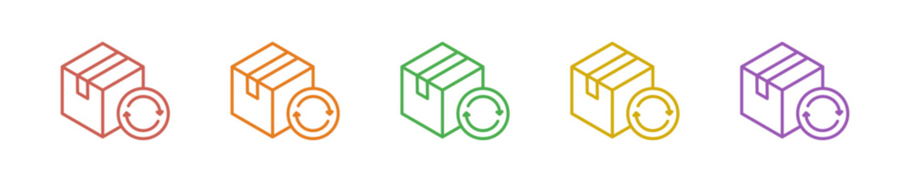 Restock Icon Set Multiple Style Collection. Vector Illustration Concept Designed In Line Colorful Style