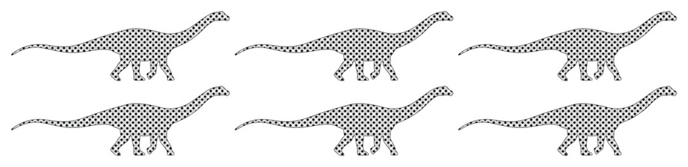 Brachiosaurus dinosaur silhouette set, prehistoric long neck sauropod vector icons, grey jurassic animal shapes for educational design © Caleb