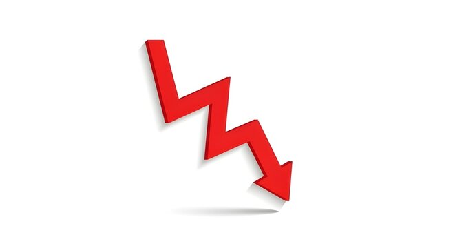 Red downward zigzag arrow indicating decline or decrease in motion