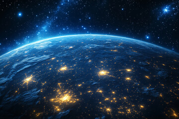 Obraz premium Blue Earth under the Stars