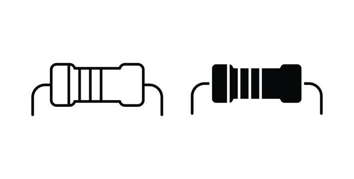 Resistor icon pack flat black, Editable line icons