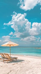 Fototapeta premium Chair beach furniture shoreline.