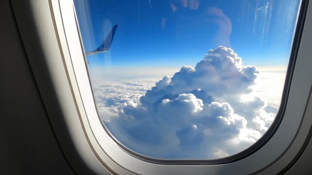 Aerial window view ideal for travel and airline marketing