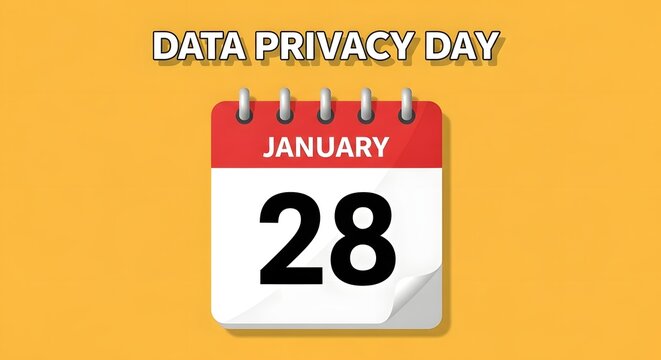 Data privacy day january 28 calendar icon on yellow background
