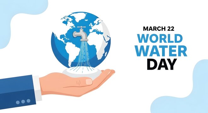 World water day concept with globe and water tap held in hand