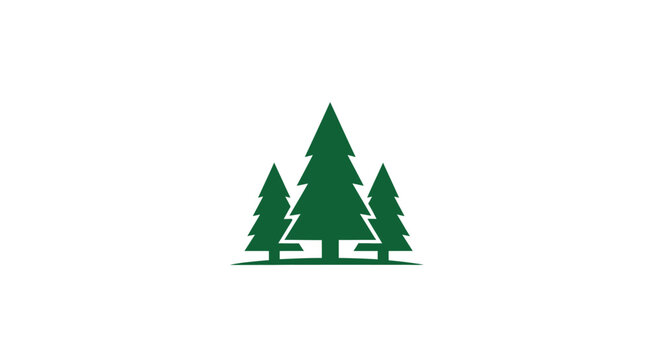 Minimalist Green Fir Tree Emblem on White Background Perfect for Logos and Designs