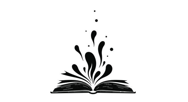 Book displaying creative ideas emerging from open pages represents the power of storytelling and literature as a source of endless inspiration for writers, readers, and students alike.