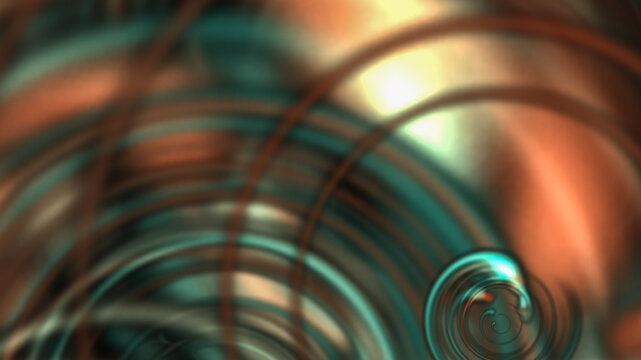 abstract copper and green swirl lines texture on black background metallic curve motion blur fluid art fractal spiral dynamic smoke