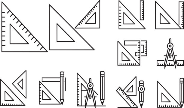 A collection of various drawing and drafting tools