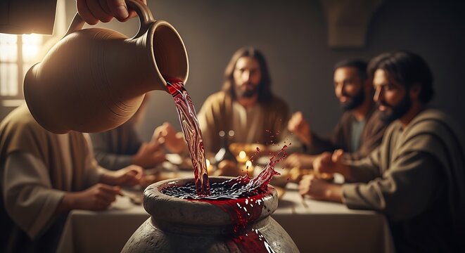 Jesus Pouring Wine at Last Supper