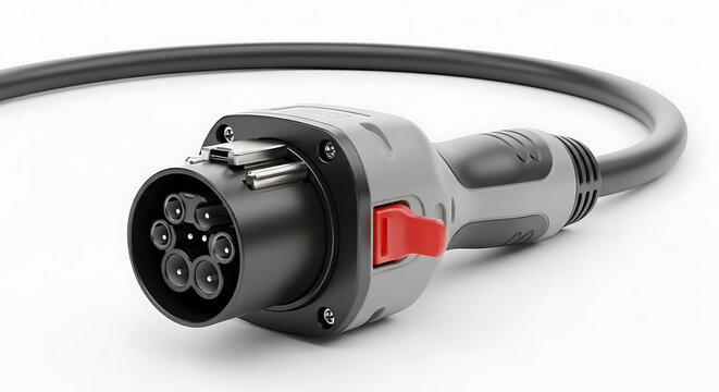 Modern Electric Vehicle Charging Plug and Cable for Sustainable Automotive Power Supply