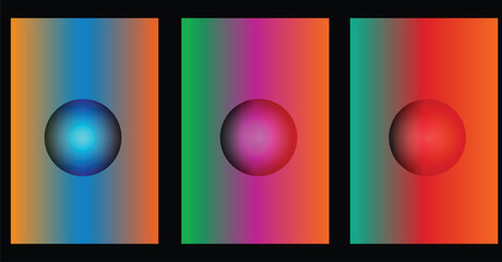 Fototapeta premium Gradient spheres a colorful abstract composition of three vertical panels