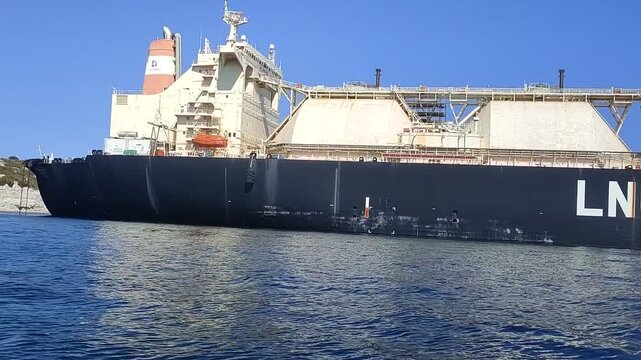 LNG FSU Tanker (Armada LNG Mediterrana) docked at the Delimara power plant terminal in Marsaxlokk Bay, Malta 