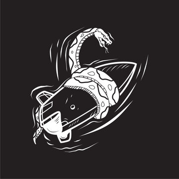 snake wrapped around rocket