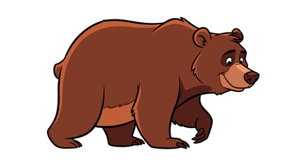 Fototapeta premium Brown Bear Walking Vector Illustration, Cute Cartoon Grizzly Character Design for Kids Projects and Wildlife Educational Graphic Assets