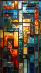Fototapeta premium Colorful Abstract Stained Glass Design with Geometric Patterns