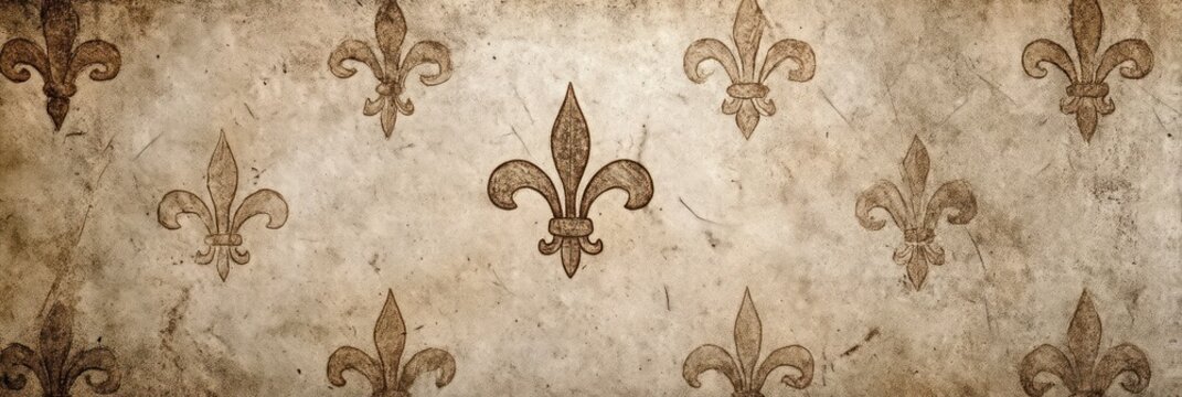 Fleur de lis pattern on vintage textured background
