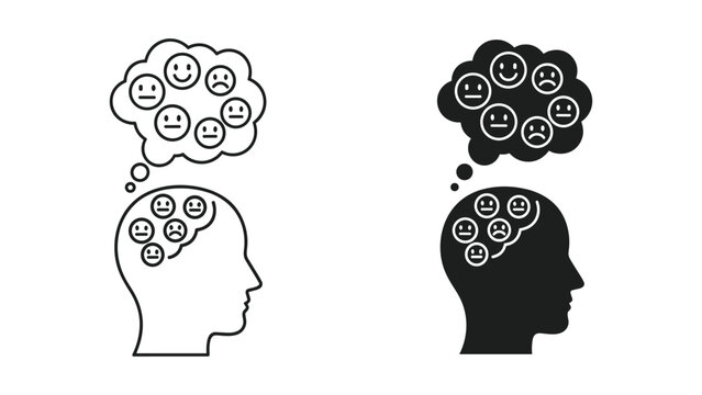 Positive negative thinking head emotion comparison