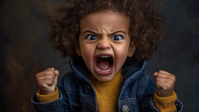 selective focus emotional outburst of a child with visible irritation