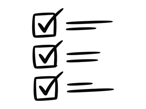 Hand drawn checklist with three checked boxes and lines for writing  simple to do list