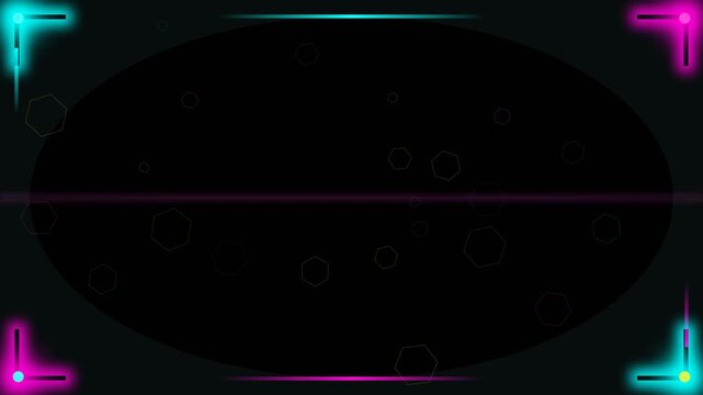 Seamless Loop 4K Neon RGB Gaming Streamer Webcam Overlay Border with Hexagon Particles