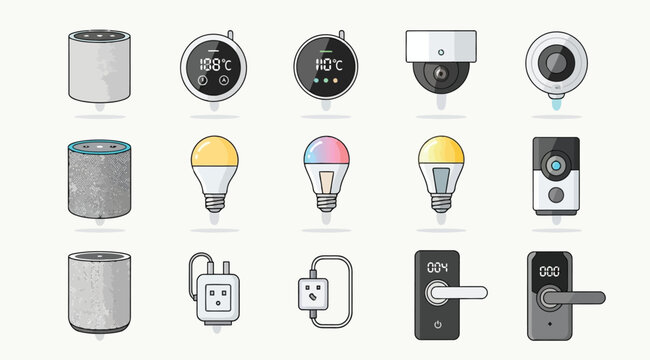 Collection of smart home devices and gadgets for automation and control