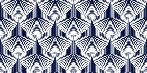 Dragon skin seamless pattern, vector abstract background of reptile or fish scales, also look like roof tiling or architecture element. © Sylverarts