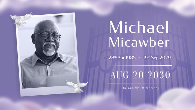 Purple Funeral Program Video Template, memorial slideshow opener, tribute reel