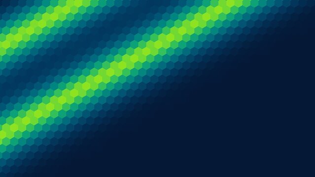background design with dark blue and green gradient hexagon pattern surface.  gradient 2 diagonal neon lines on the top left corner of the background