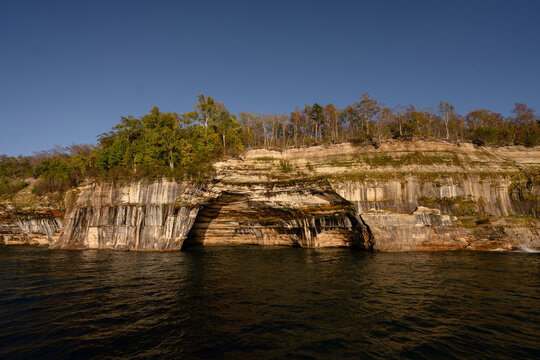 Pictured Rocks National Lakeshore sandstone cliffs and sea caves