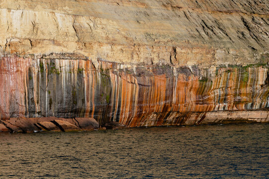 Pictured Rocks National Lakeshore sandstone cliffs mineral staining