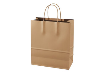 Brown paper shopping bag with handle for carrying groceries or items © Pawlina