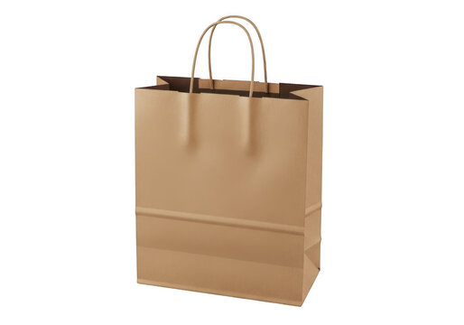 Brown paper shopping bag with handle for carrying groceries or items