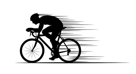 Fototapeta premium Silhouette of cyclist in motion on a road bike