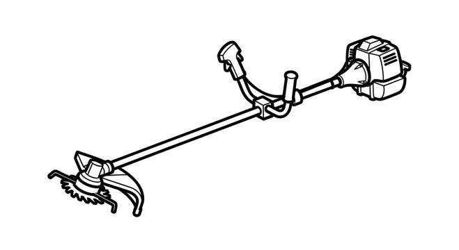 Brush Cutter Vector Illustration, Professional Gardening Power Tool Icon for Landscaping Maintenance and Lawn Care Equipment Design