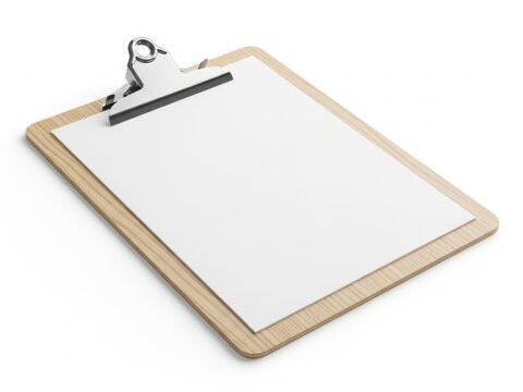 Empty wooden clipboard with blank paper