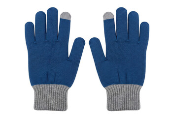 Cozy knitted fingerless gloves in soft blue and grey hues © Pawlina