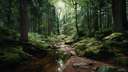 Obraz premium stream in the forest