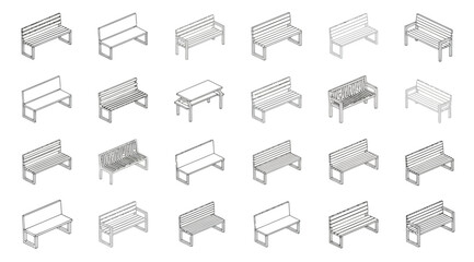 Collection of various park benches and outdoor seating © S.Siam