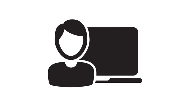 User profile icon with computer monitor silhouette for business communication and account management